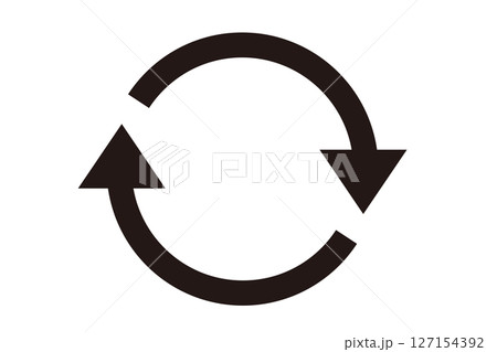 シンプルな白黒の回転型矢印 シンプルな白黒の回転型矢印 127154392