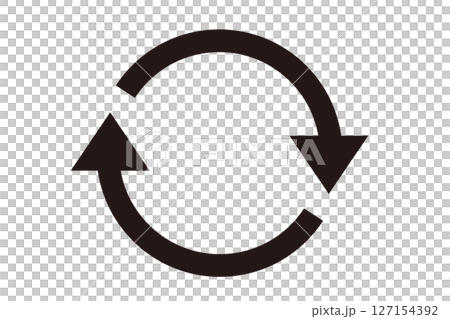 シンプルな白黒の回転型矢印 シンプルな白黒の回転型矢印 127154392