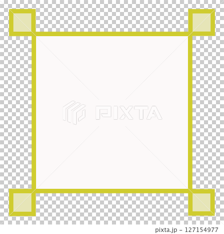 White background and yellow corner decorative border, center painted square frame material (simple, PNG) 127154977