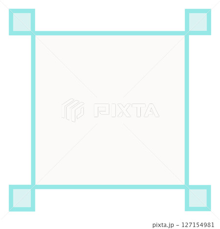 白背景と水色角装飾の囲み枠・中央塗り正方形フレーム素材(シンプル・PNG) 白背景と水色角装飾の囲み枠・中央塗り正方形フレーム素材(シンプル・PNG) 127154981