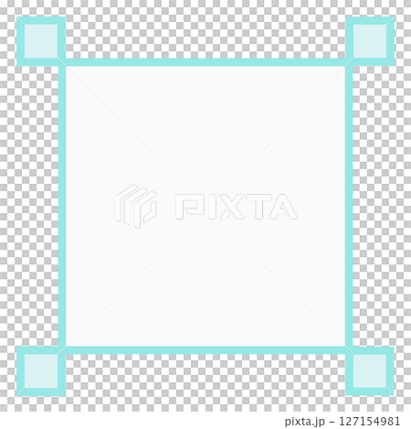 白背景と水色角装飾の囲み枠・中央塗り正方形フレーム素材(シンプル・PNG) 白背景と水色角装飾の囲み枠・中央塗り正方形フレーム素材(シンプル・PNG) 127154981