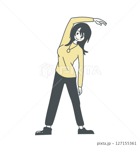 ラジオ体操する女性 127155361