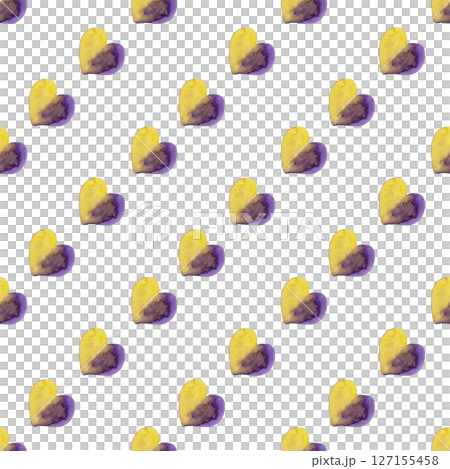 Hand drawn colorful hearts. Two-color watercolor. Seamless diagonal pattern for your design. Ideal for textile and wallpaper 127155458