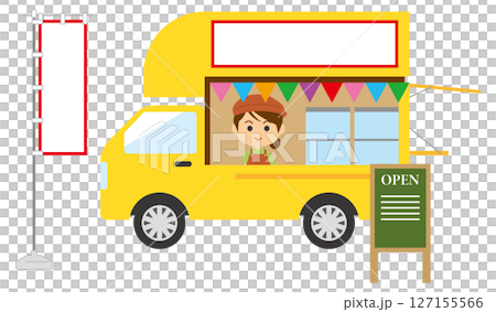 廚房車和店員的插圖 127155566