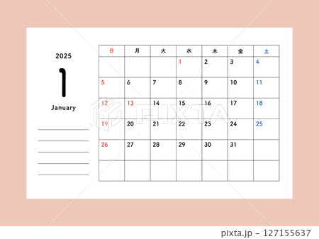 2025年カレンダー　1月 127155637