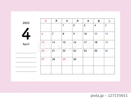 2025年カレンダー 4月 2025年カレンダー 4月 127155651