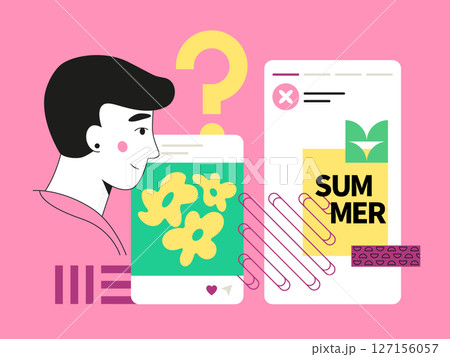 Summer vibe on the blog - social media screens templates illustration 127156057