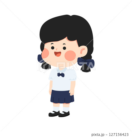 Cartoon Illustration of Schoolgirl in Uniform Cartoon Illustration of Schoolgirl in Uniform 127156423
