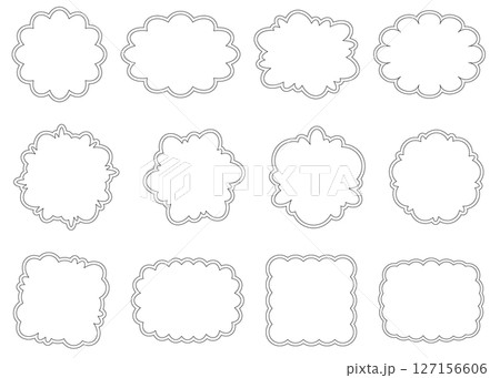 曲線のフレームセット、ポップなデザイン、線画 127156606