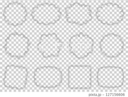 曲線のフレームセット、ポップなデザイン、線画 127156606