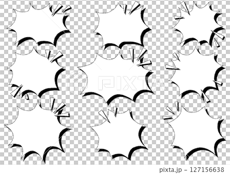 A set of spiky speech bubbles, handwritten, pop design, with shadow A set of spiky speech bubbles, handwritten, pop design, with shadow 127156638