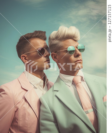 Two homosexual men in love. LGBT, gay concept. Generative Ai 127157115