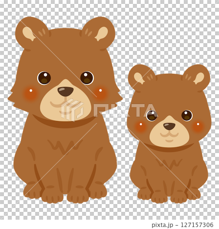 Illustration of a sitting bear and its child Illustration of a sitting bear and its child 127157306