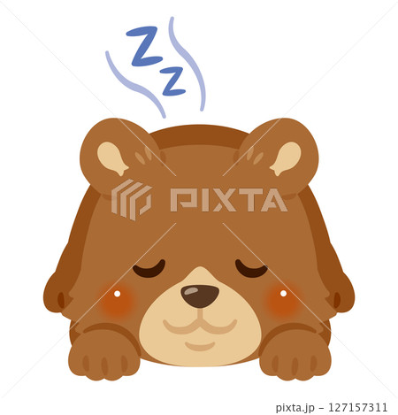 うつ伏せで眠るクマのイラスト うつ伏せで眠るクマのイラスト 127157311