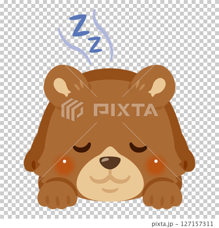 うつ伏せで眠るクマのイラスト うつ伏せで眠るクマのイラスト 127157311