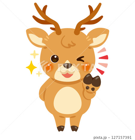 グッドサインを出すシカのキャラクターイラスト グッドサインを出すシカのキャラクターイラスト 127157391