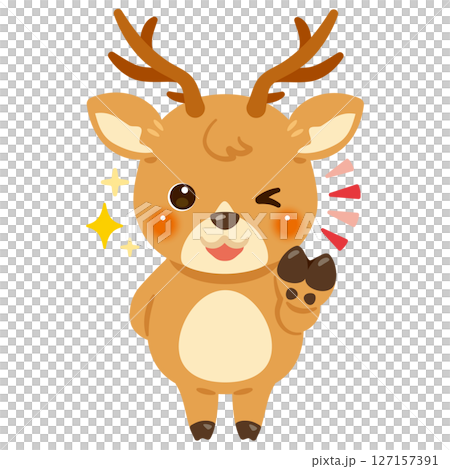 グッドサインを出すシカのキャラクターイラスト グッドサインを出すシカのキャラクターイラスト 127157391