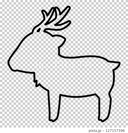 Line drawing of a deer looking sideways 127157396