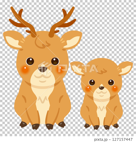 Illustration of a sitting deer and its child Illustration of a sitting deer and its child 127157447
