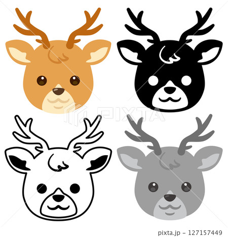 シカの顔アイコンセット 127157449