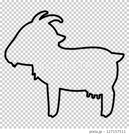 Line drawing of a female goat facing sideways Line drawing of a female goat facing sideways 127157511