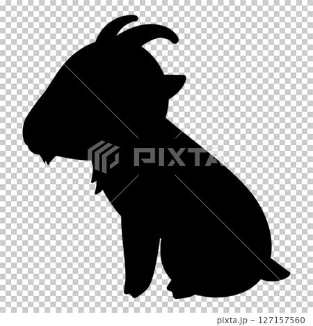 Silhouette of a sitting goat looking sideways 127157560