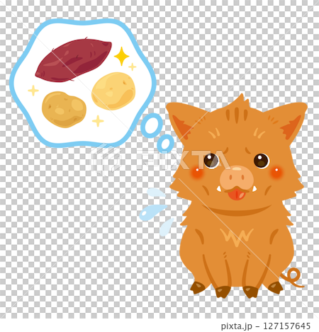 飢餓的野豬插圖 127157645