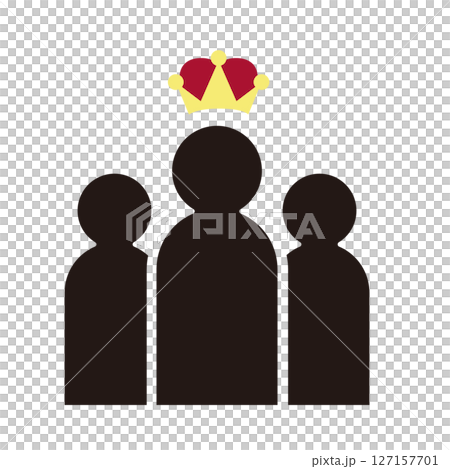 Illustration of a leader wearing a crown and his team 127157701