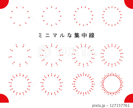 ミニマルな集中線のあしらい。きらきらのフレーム。強調線の装飾セット。 127157761
