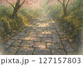 桜の散る古道 127157803