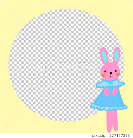 方框粉紅兔子 127157838