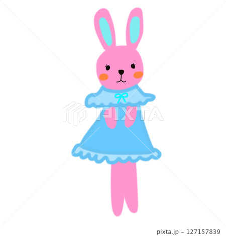 水色のドレスを着たピンクのうさぎ 水色のドレスを着たピンクのうさぎ 127157839