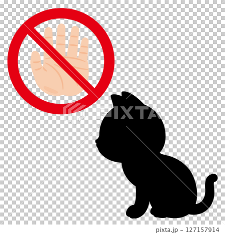 禁止觸摸貓的標誌插圖 禁止觸摸貓的標誌插圖 127157914