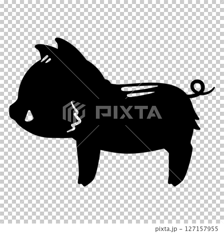 側身野豬剪影 側身野豬剪影 127157955
