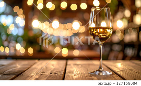 テーブルに置かれたワイングラス 127158084