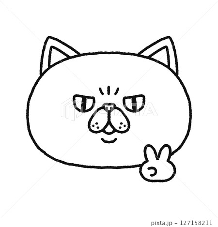ピースをする猫　線画 127158211