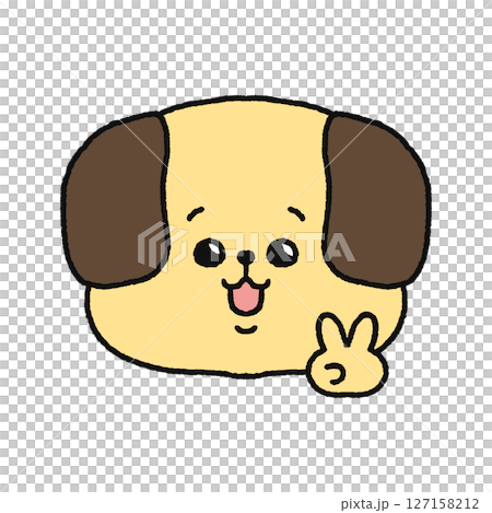 Dog making a peace sign 127158212
