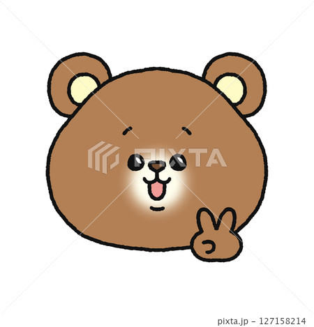 ピースをするクマ ピースをするクマ 127158214