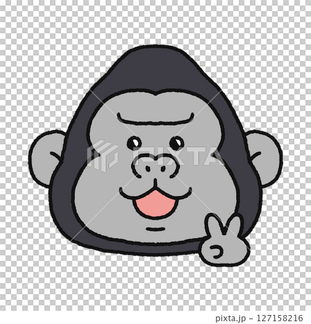 ピースをするゴリラ 127158216