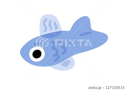 Cute Blue Fish Character Cute Blue Fish Character 127158515