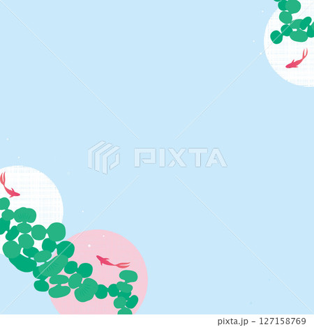 夏の和風背景（金魚）2025-9ベク 127158769