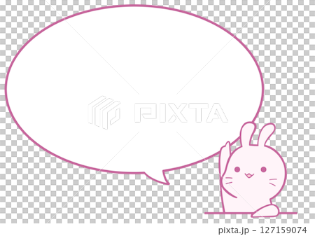 上を指すうさぎのふきだし背景(さくら色) 127159074