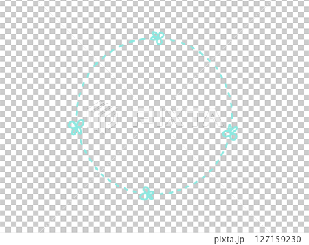 ハサミとゆるい点線・キリトリ線の可愛い円形フレーム 127159230