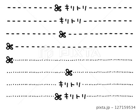 ゆるくて可愛いハサミと点線・キリトリ線のセット 127159534