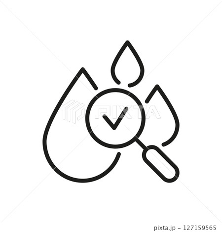 Water Quality Check Line Icon. Water Purity Testing And Safety Assurance Outline Symbol. Environmental Monitoring And Health Protection. Editable Stroke. Isolated Vector Illustration 127159565