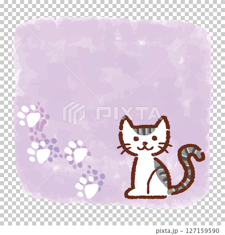 Cat and hand-drawn style frame material, hand-drawn style, vector, illustration 127159590