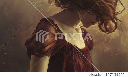 顔を見せない女性と透けた布 顔を見せない女性と透けた布 127159962