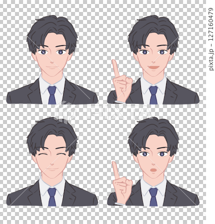 穿西裝的男人的各種面部表情插圖 1 127160479