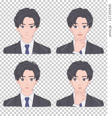スーツを着た男性のいろいろな表情のイラスト2 スーツを着た男性のいろいろな表情のイラスト2 127160480