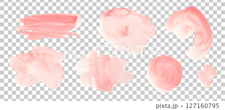 Set of watercolor light coral pink textured freehand organic stains. Abstract watercolour pastel red liquid blobs for banner design, poster, greeting cards decoration, texture elements Set of watercolor light coral pink textured freehand organic stains. Abstract watercolour pastel red liquid blobs for banner design, poster, greeting cards decoration, texture elements 127160795